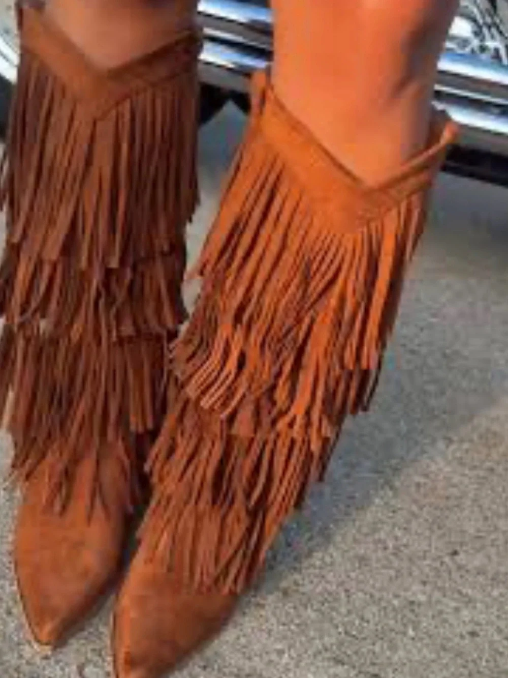 dingo Suede Over-the-Knee Fringe Boot - Tan NWB